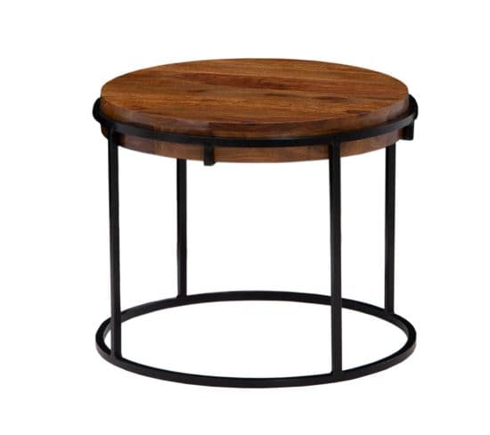 Table Basse Ronde Bois Massif 60x60x45 Cm Petite Table De Salon Moderne