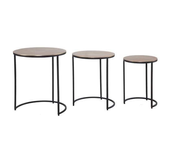 Table D'appoint Lot De 3 Petite Table Basse De Salon Métal Moderne Or