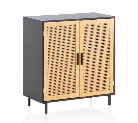 Commode Avec Portes Armoire 80x86,5x40 Cm Noir Buffet Cabinet Salon