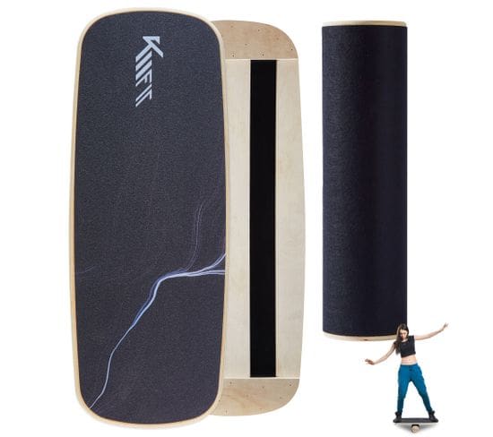 Balance Board Planche D'équilibre En Bois Indoor Skateboard Indoorboard Noir