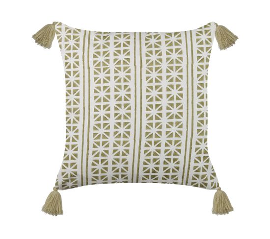 Coussin Impression En Bloc Coton Vert Syringa 45 X 45 Cm