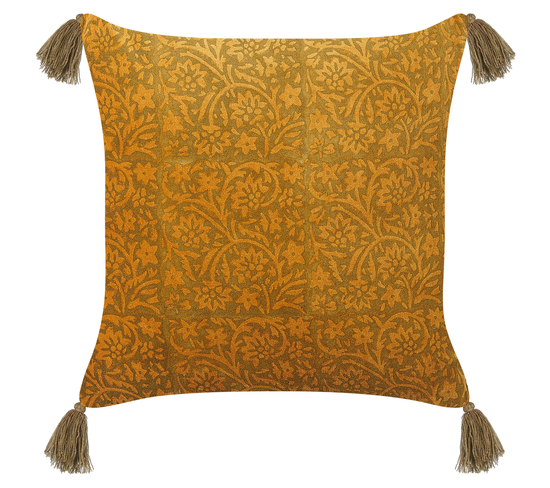 Coussin Impression En Bloc Coton Jaune Rheum 45 X 45 Cm