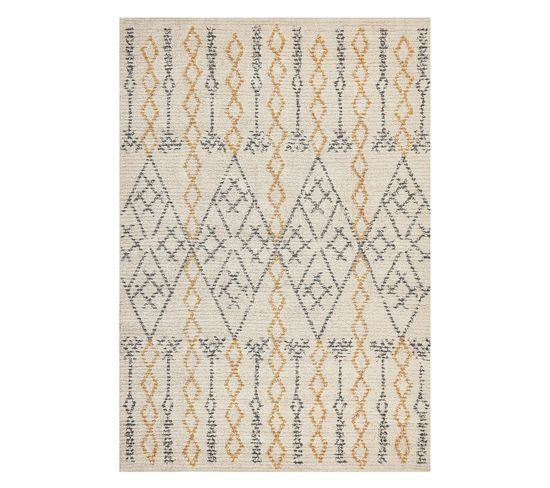 Tapis En Coton 140 X 200 Cm Beige Et Jaune Kadapa