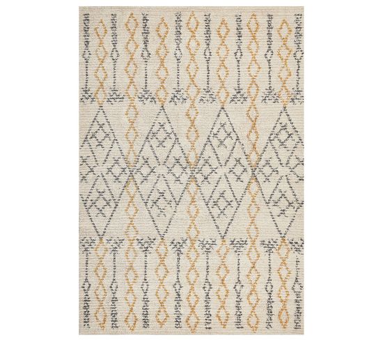 Tapis En Coton 160 X 230 Cm Beige Et Jaune Kadapa