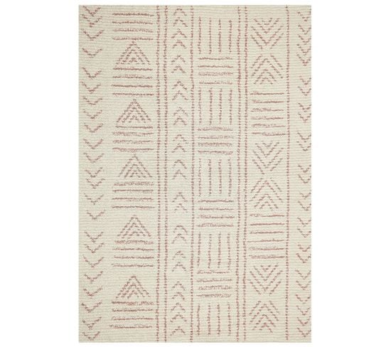 Tapis En Coton 160 X 230 Cm Beige Et Rose Edirne