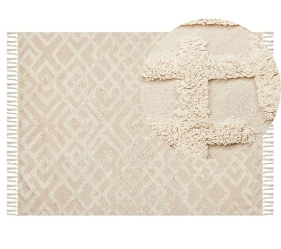 Tapis En Coton 140 X 200 Cm Beige Ardahan