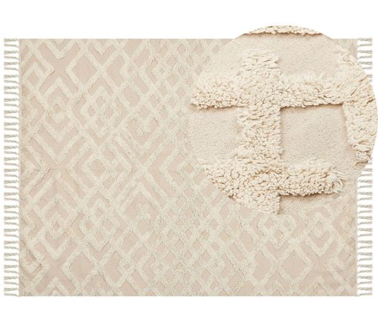 Tapis En Coton 160 X 230 Cm Beige Ardahan