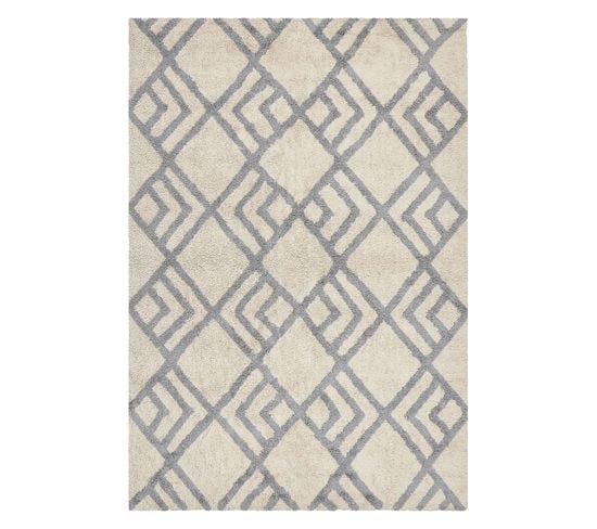 Tapis En Coton 140 X 200 Cm Beige Et Gris Nevsehir