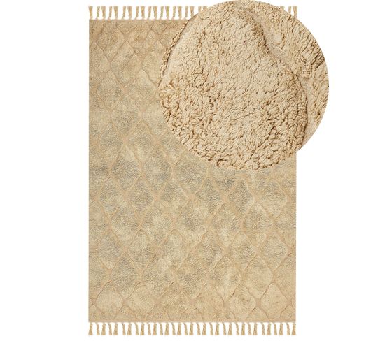 Tapis En Coton Beige Sable 160 X 230 Cm Sanliurfa