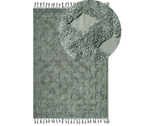 Tapis En Coton Vert 160 X 230 Cm Kars