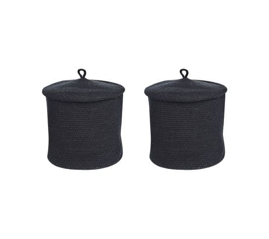 Lot De 2 Paniers En Coton Noir D 33 Cm Silopi