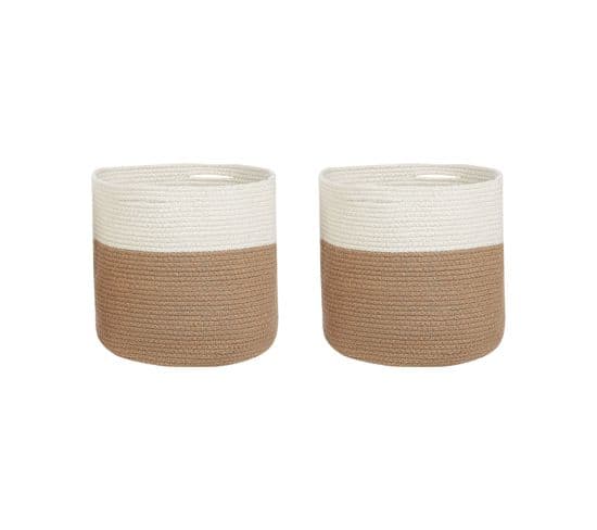 Lot De 2 Paniers En Coton Beige Et Blanc D 52 Cm Ardesen