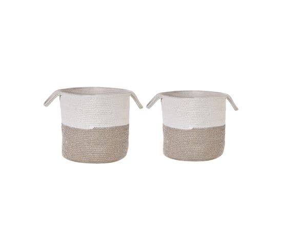 Lot De 2 Paniers En Coton Blanc Et Beige Pazha