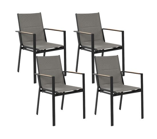 Lot De 4 Chaises De Jardin Noires Busseto