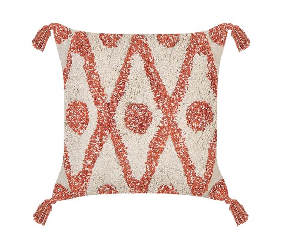 Coussin Touffeté Coton Orange Hickory 45 X 45 Cm