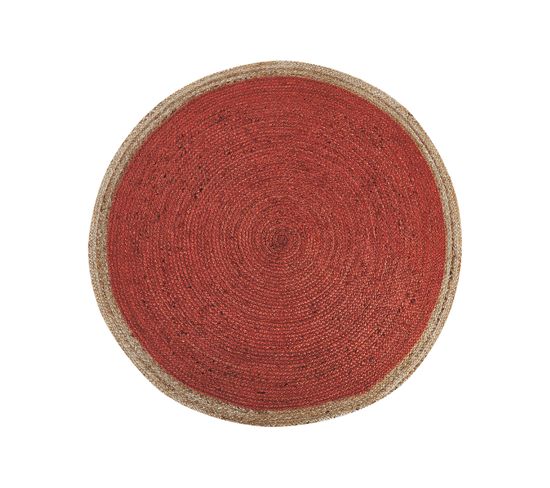 Tapis Rond En Jute D 120 Cm Rouge Et Beige Menemen