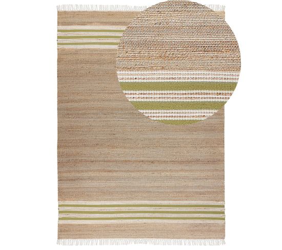 Tapis En Jute 160 X 230 Cm Beige Et Vert Olive Mirza