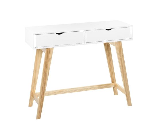 Console Blanc Et Bois Clair Sully