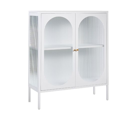 Armoire à Vitrine En Acier Blanc Sarre