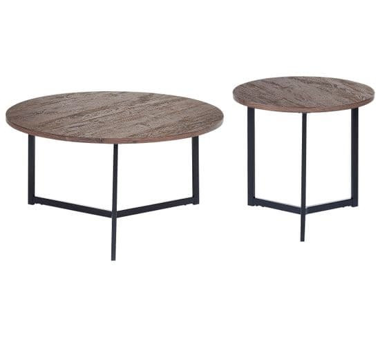 Lot De 2 Tables Basses Tente Bois Sombre Et Noir Tippo