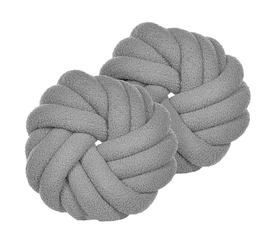 Lot De 2 Coussins Bouclé Gris Akola 31 X 31 Cm