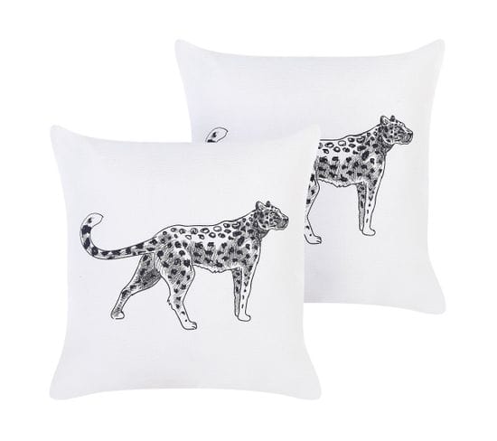 Lot De 2 Coussins Coton Blanc Marula 45 X 45 Cm