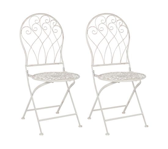 Lot De 2 Chaises De Jardin Blanc Cassé Stiffe