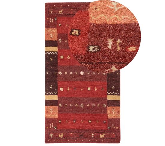 Tapis Gabbeh En Laine Rouge 80 X 150 Cm Sinanli