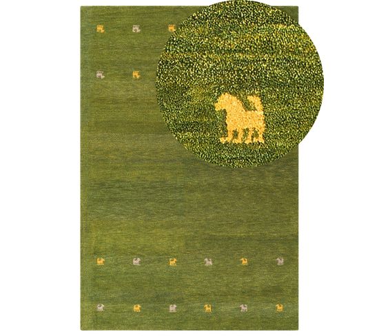 Tapis Gabbeh En Laine Verte 200 X 300 Cm Yulafi