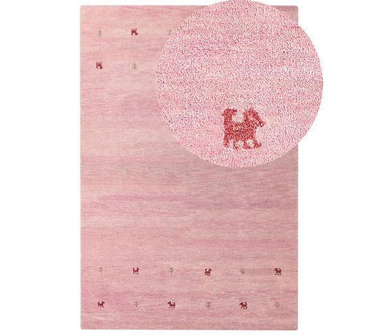 Tapis Gabbeh En Laine 200 X 300 Cm Rose Yulafi