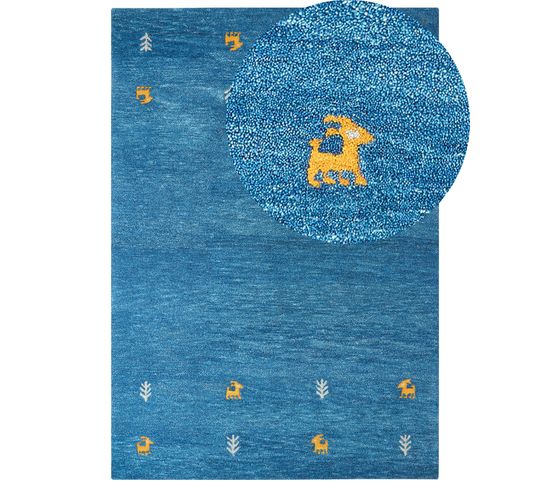 Tapis Gabbeh En Laine 160 X 230 Cm Bleu Calti