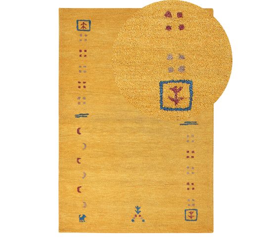 Tapis Gabbeh En Laine 140 X 200 Cm Jaune Akalan