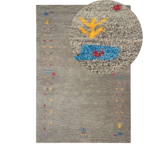 Tapis Gabbeh En Laine 140 X 200 Cm Gris Seymen