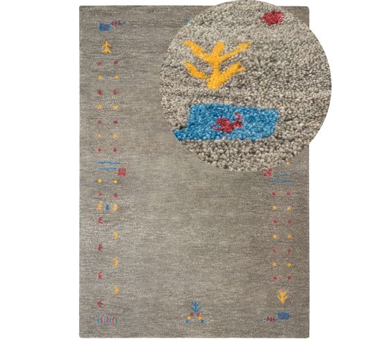 Tapis Gabbeh En Laine 160 X 230 Cm Gris Seymen