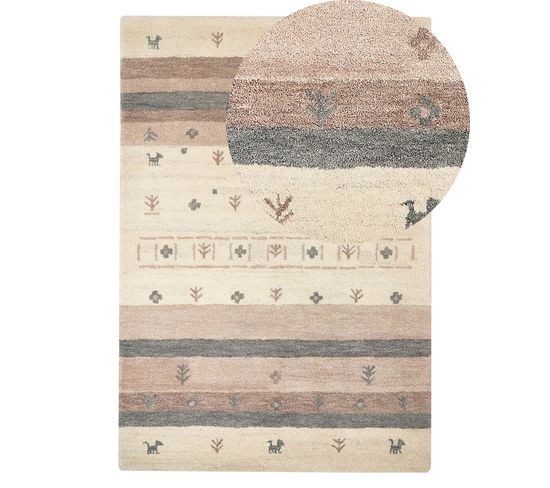 Tapis Gabbeh En Laine 140 X 200 Cm Beige Et Marron Karli