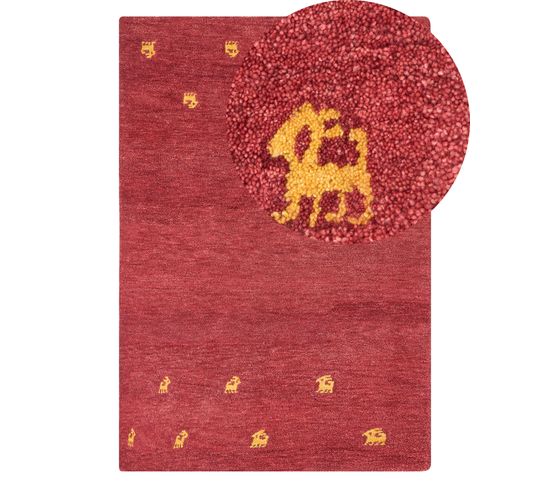 Tapis Gabbeh En Laine 140 X 200 Cm Rouge Yarali