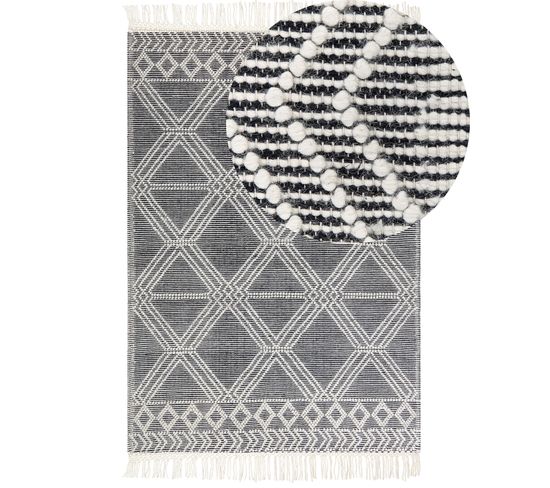 Tapis En Laine Gris Et Blanc Cassé 160 X 230 Cm Toprakkale