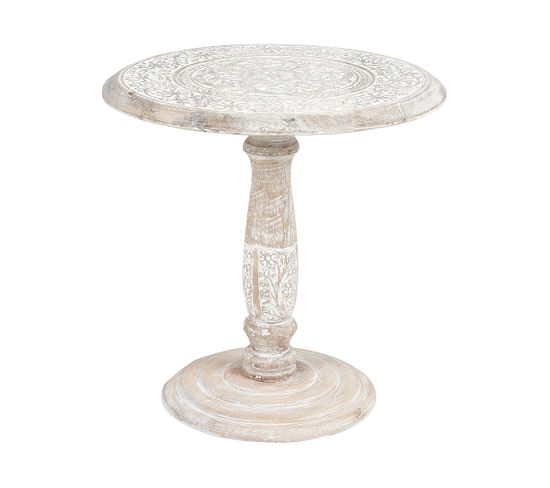 Table D'appoint En Bois De Manguier Blanc Cassé Jambia