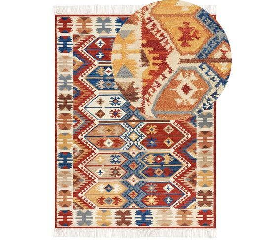 Tapis Kilim En Laine Multicolore 160 X 230 Cm Vanashen