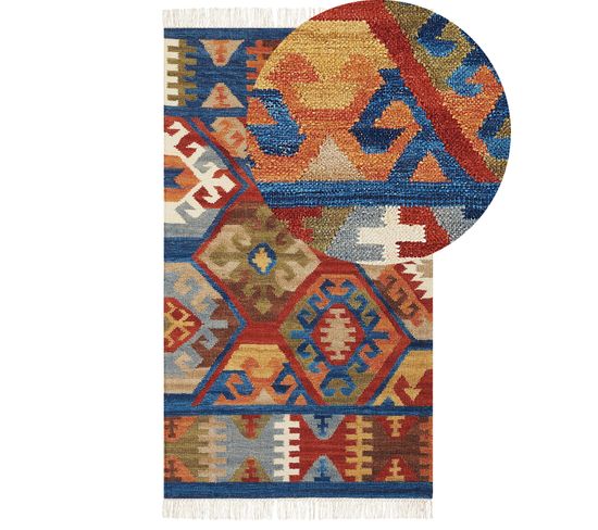 Tapis Kilim En Laine Multicolore 80 X 150 Cm Jrvesh