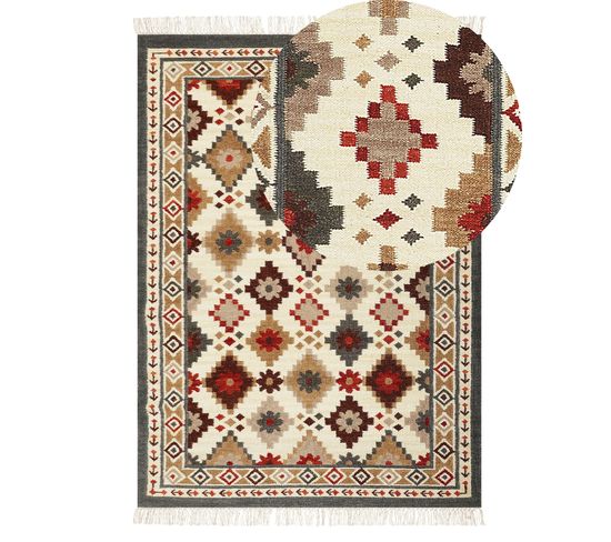 Tapis Kilim En Laine Multicolore 140 X 200 Cm Ghukasavan