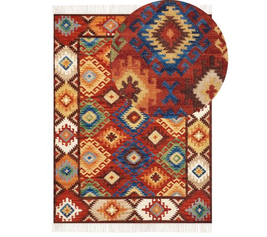 Tapis Kilim En Laine Multicolore 160 X 230 Cm Zovuni