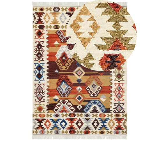 Tapis Kilim En Laine Multicolore 160 X 230 Cm Vosketap