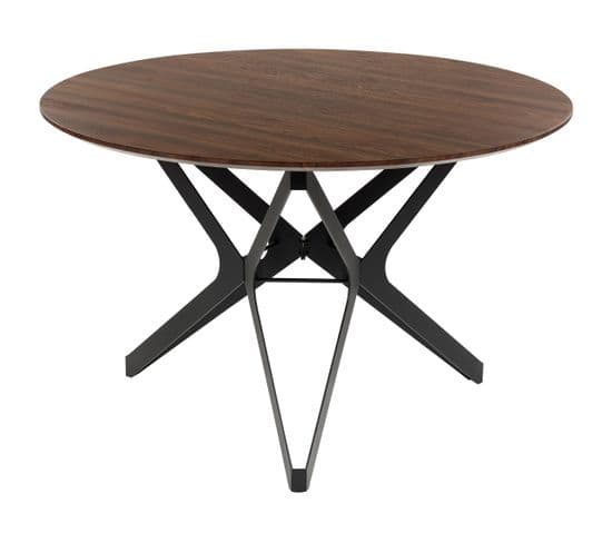 Table À Manger Noir Et Bois Sombre 120 Cm Alure