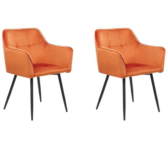 Chaise De Salle à Manger Set De 2 Velours Orange Jasmin