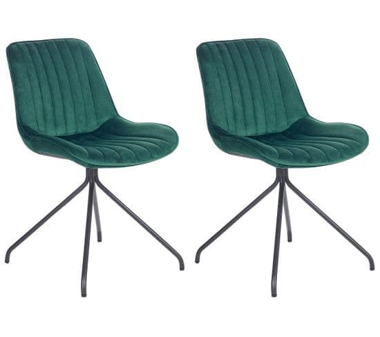 Chaise De Salle à Manger Set De 2 Velours Vert Émeraude Navasota