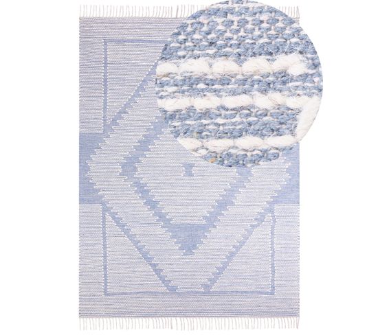 Tapis En Coton Bleu Et Blanc 140 X 200 Cm Ansar