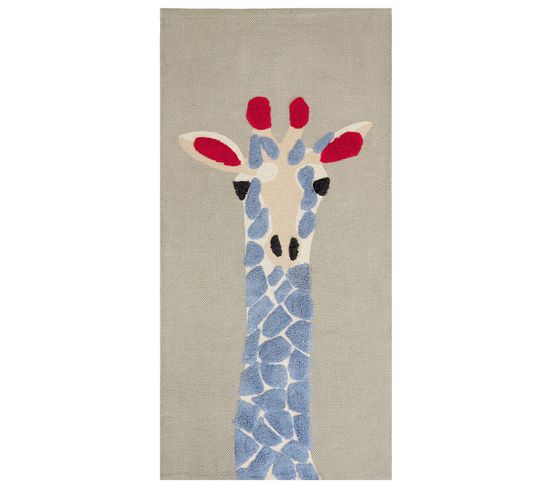 Tapis Enfant Imprimé Girafe En Coton 80 X 150 Cm Multicolore Sakubo