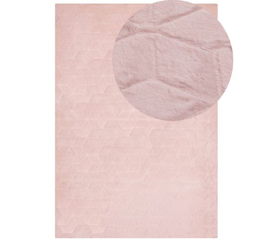 Tapis En Fausse Fourrure De Lapin 160 X 230 Cm Rose Thatta