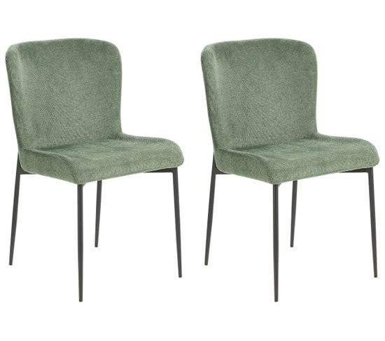 Chaise De Salle à Manger Set De 2 Tissu Vert Foncé Ada